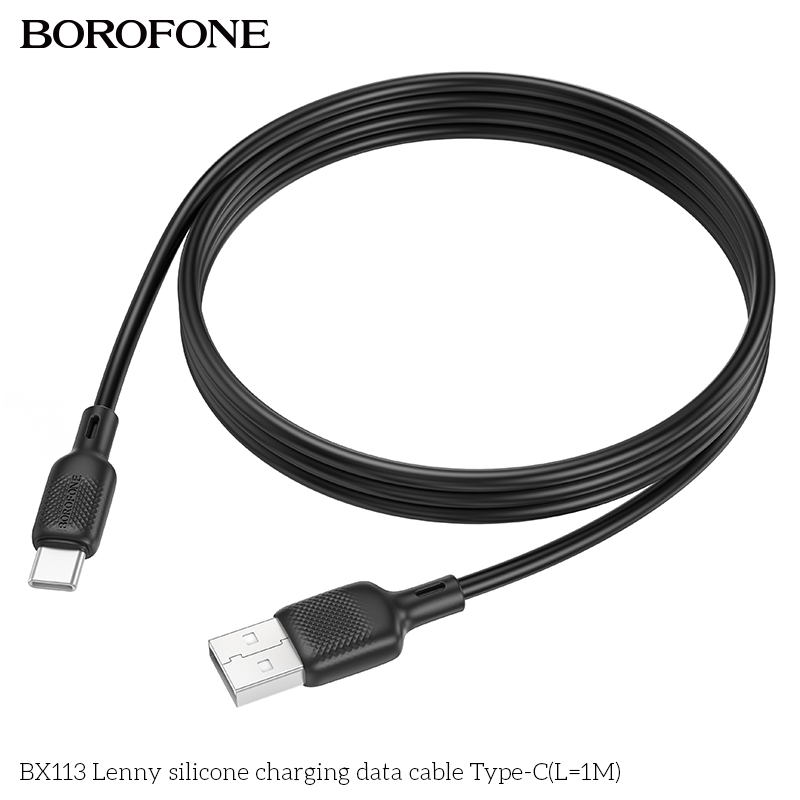 BOROFONE BX113 Lenny USB-A to USB-C silicone cable 1m NZ 5